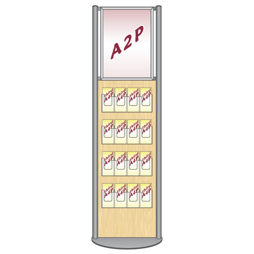 Literature stand for A2P poster and third A4P (DL) brochures